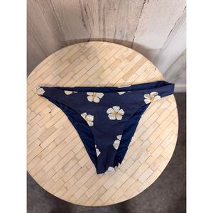Navy Blue Floral Bikini Bottoms White Daisy Print Swim Bottoms Size S
